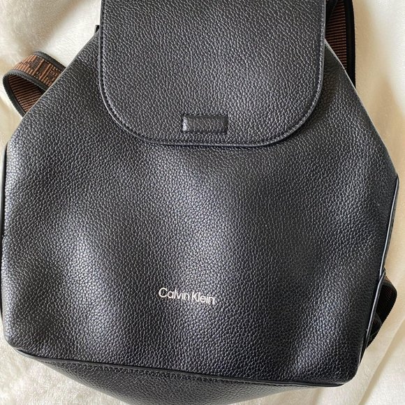 NWOT Calvin Klein Millie Black Backpack Purse with Black and Brown Straps main image 8